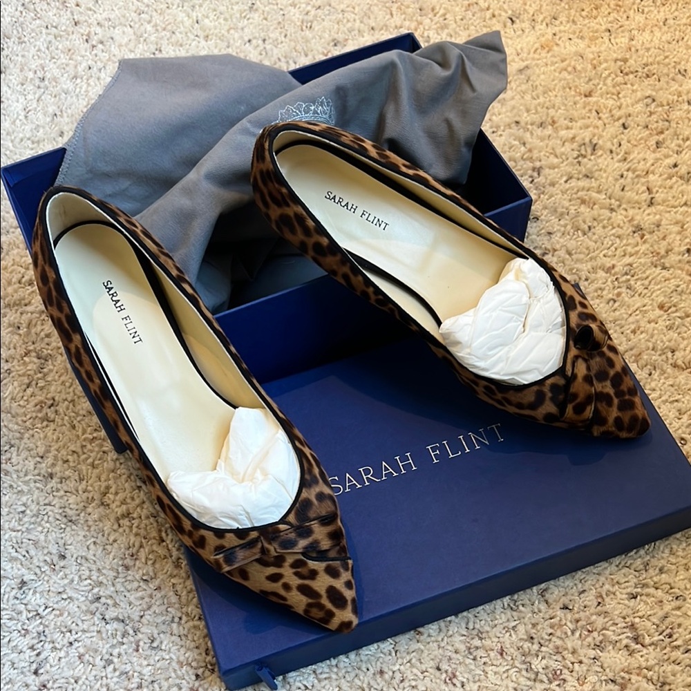 Sarah Flint Brown Heels with Leopard Print Design